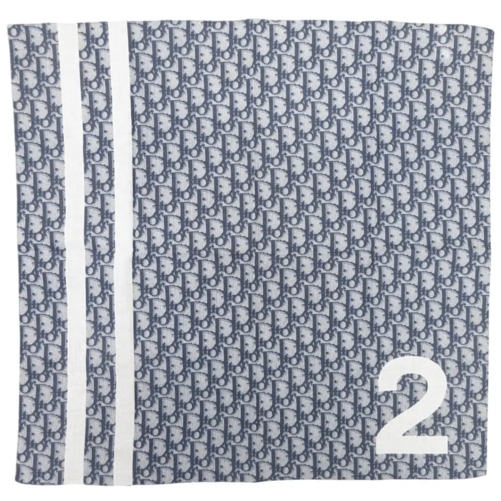 クリーニング済み Christian Dior クリスチャンディオール トロッター柄 no.2 バンダナネックウェア コットンスカーフ ネイビー