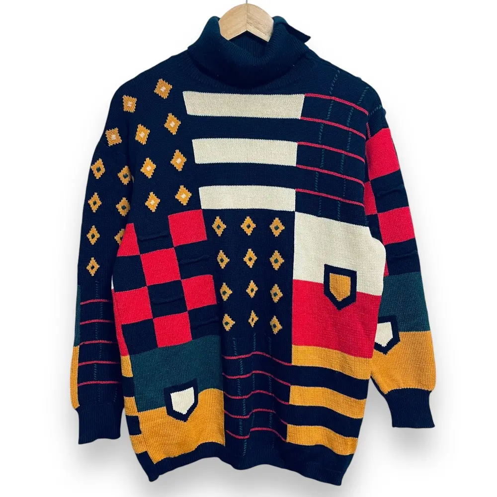 Christian Dior SPORTS クリスチャンディオール ヴィンテージ タートルネック ニット セーター オーバーサイズ M マルチカラー