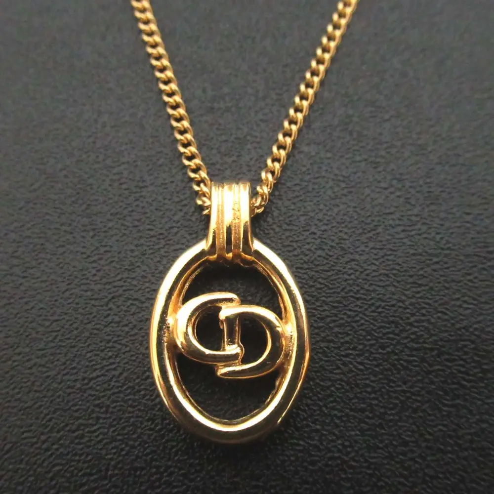 Christian Dior クリスチャンディオール ヴィンテージ GP CDロゴモチーフ ネックレス ペンダント アクセサリー ゴールド