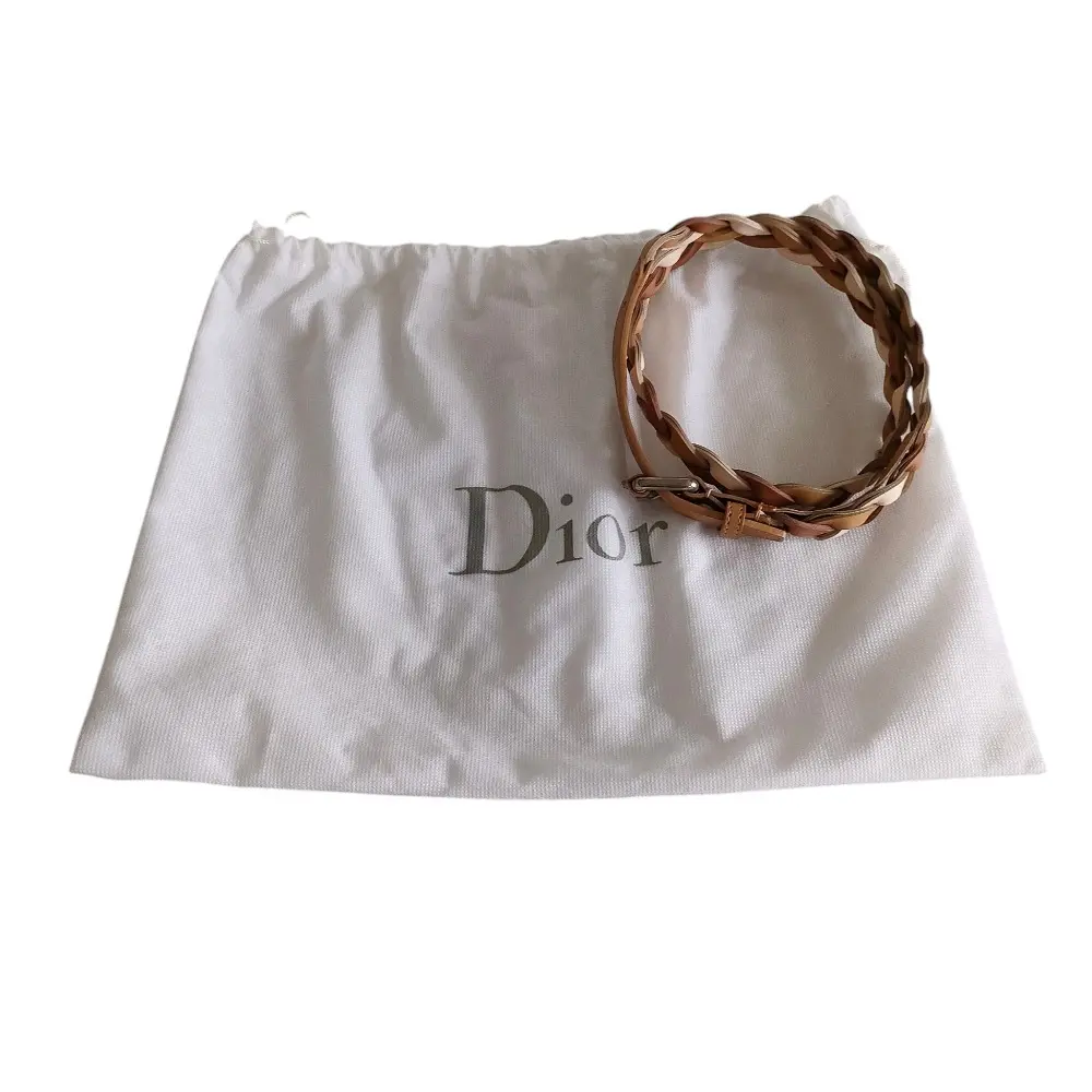 Christian Dior クリスチャンディオール レザー ピンバックル ナロー メッシュベルト 36 ブラウン系 マルチカラー