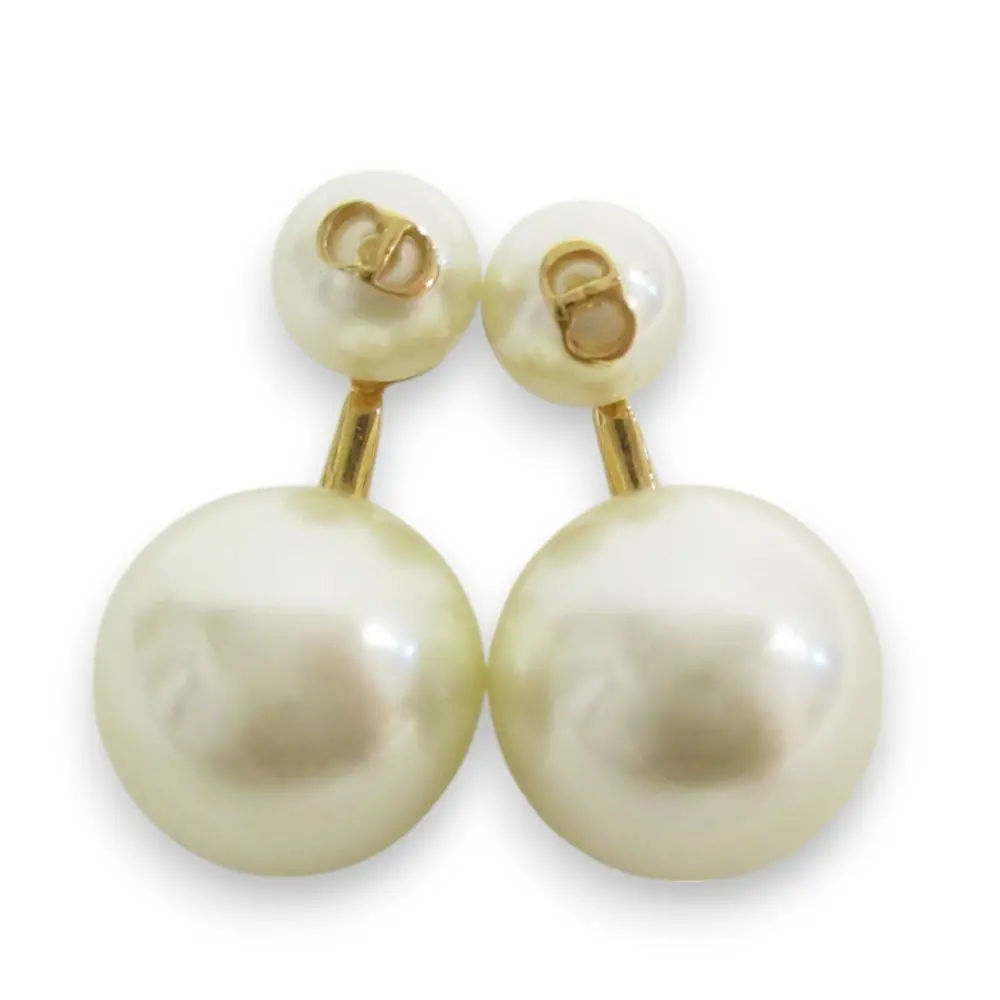 ディオール CDロゴ パール ピアス ホワイト ゴールド レディース ブランド Christian Dior クリスチャンディオール CDロゴ トライバルボール