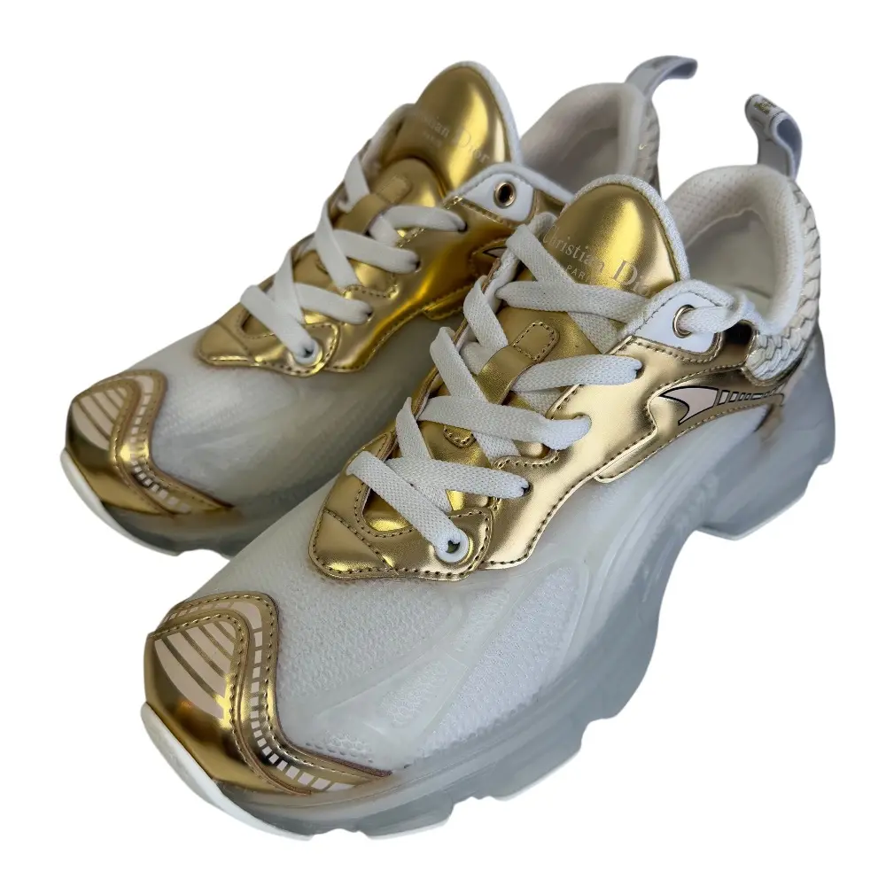Christian Dior クリスチャンディオール DIOR VIBE ディオールヴァイブ スニーカー 37 24cm相当 ホワイト×ゴールド