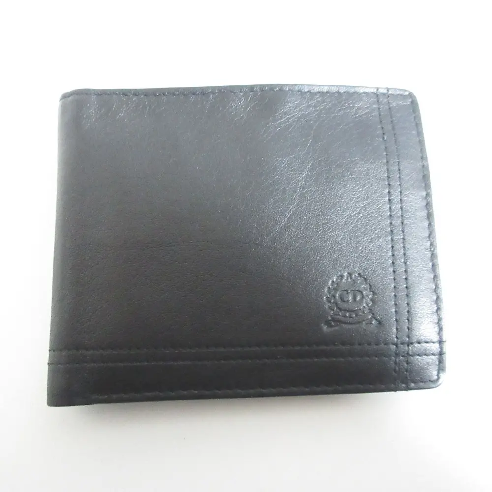 Christian Dior クリスチャンディオール エンボスロゴ レザー 二つ折り財布 コンパクトウォレット ブラック