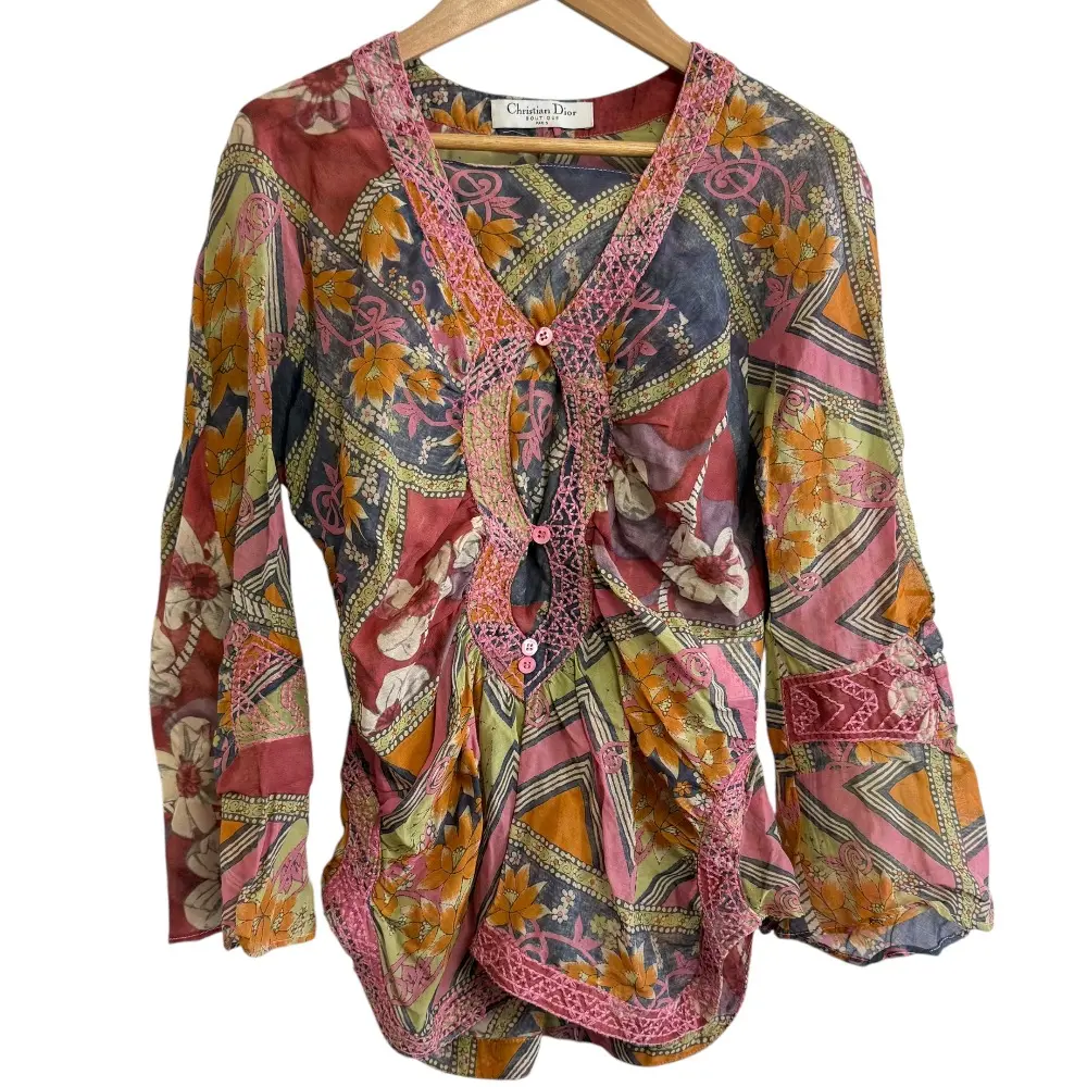 Christian Dior クリスチャンディオール フラワープリント シルク 長袖
