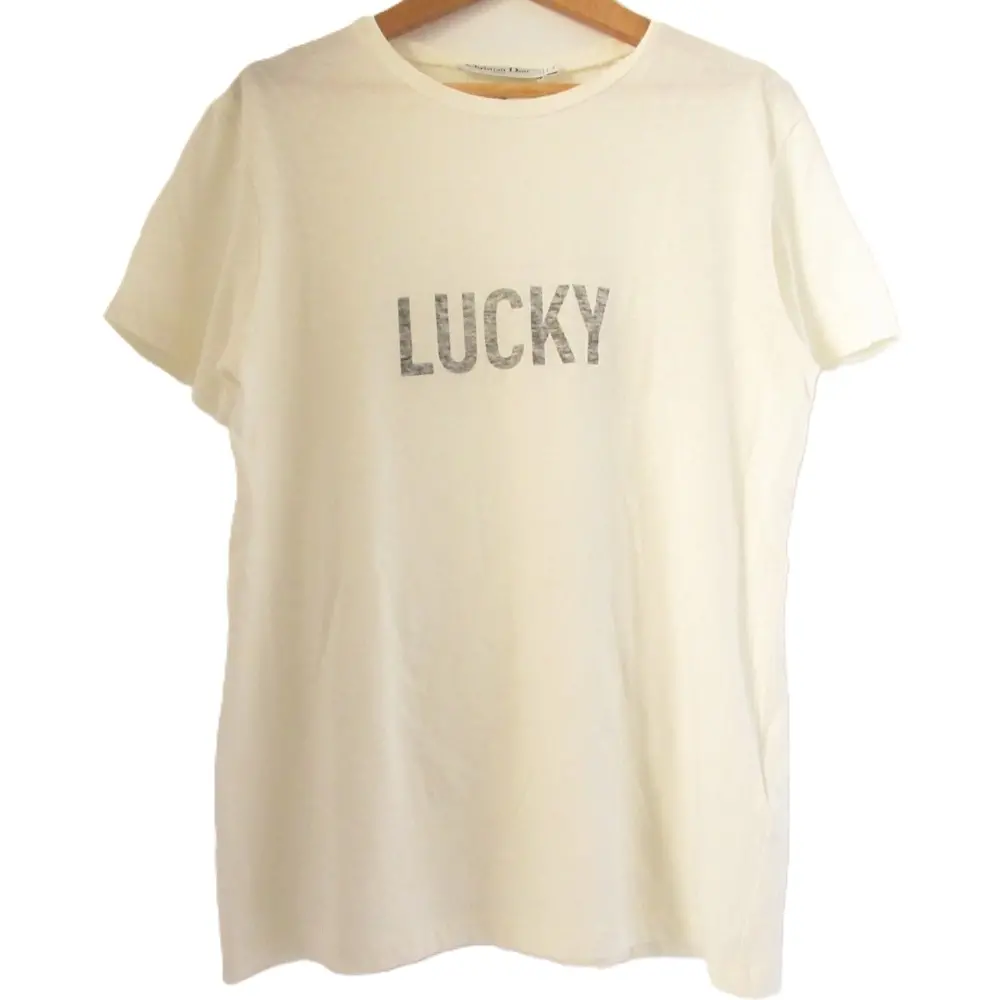 Christian Dior クリスチャンディオール LUCKYロゴ クルーネック 半袖 Tシャツ カットソー 923T03LU428 サイズS ホワイト