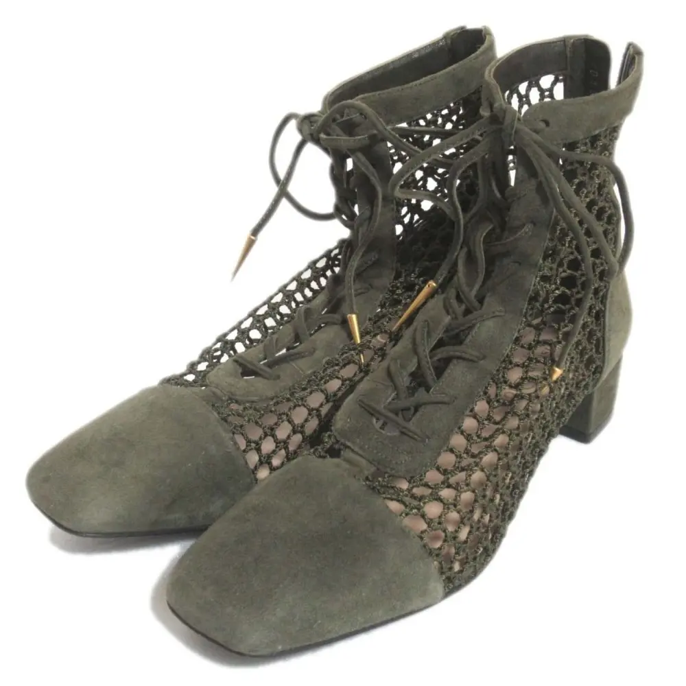 Christian Dior クリスチャンディオール レースアップ メッシュ アンクルブーツ ショートブーツ 36D 23cm相当 オリーブ