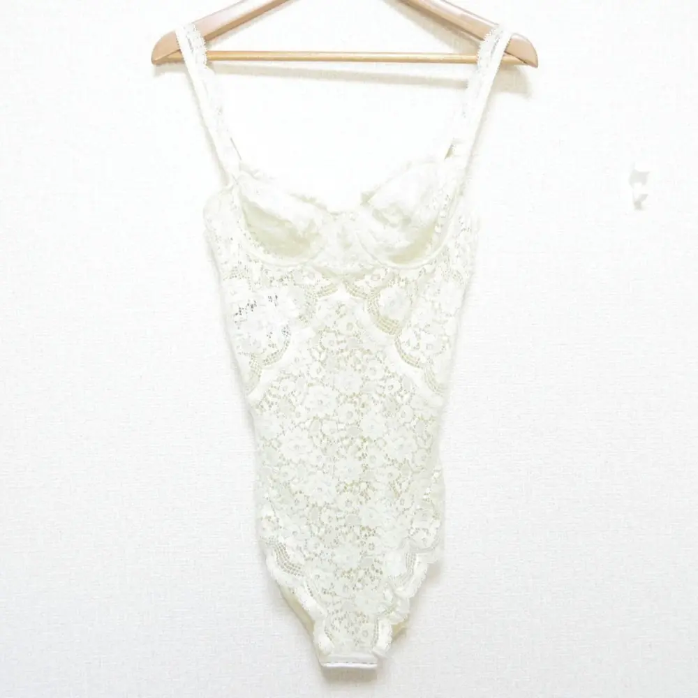 Christian Dior クリスチャンディオール フラワーレース ボディスーツ ボディシェイパー コルセット F85 オフホワイト