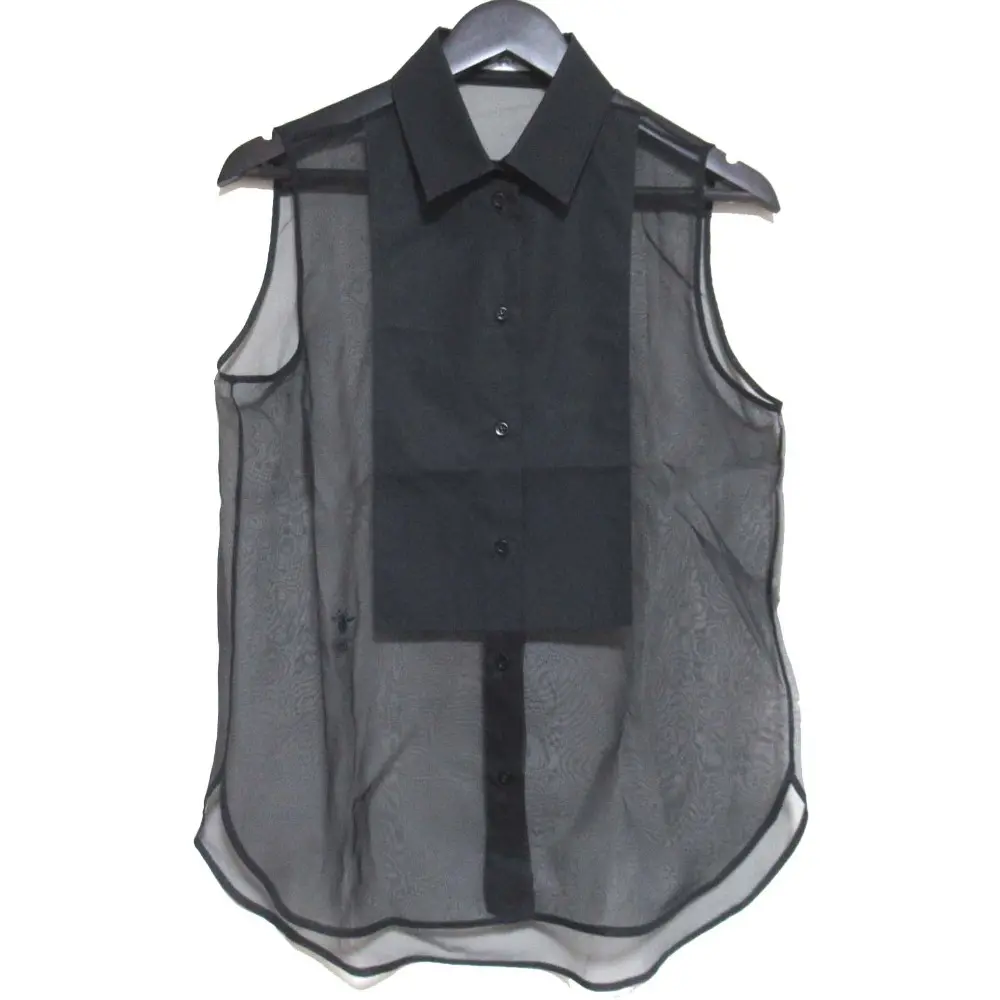 22SS Christian Dior クリスチャンディオール BEE刺繍 オーガンジー ノースリーブ シアー ブラウス シャツ ブラック