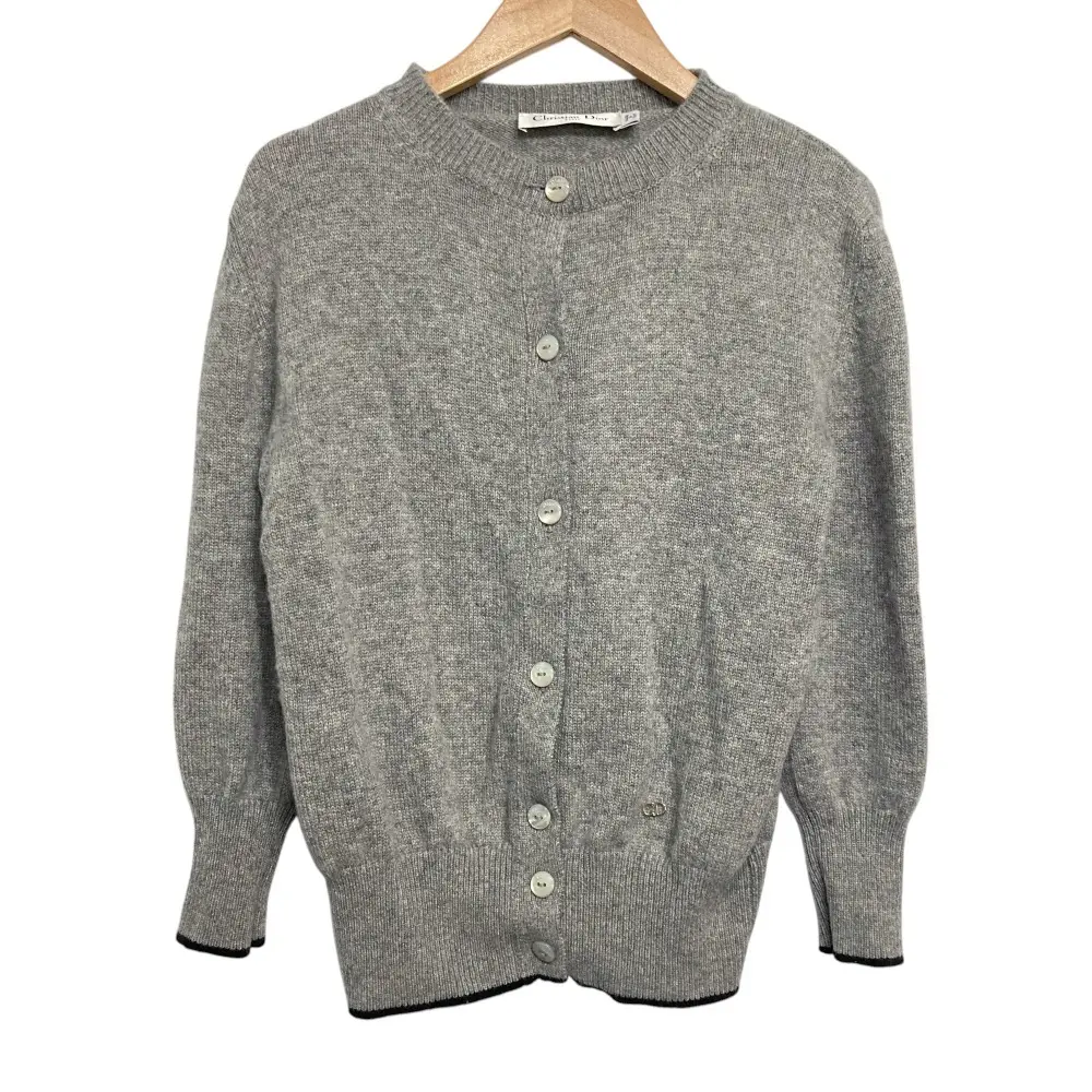 Christian Dior クリスチャンディオール ラフシモンズ期 CDロゴ金具 カシミヤ100% ニット カーディガン サイズF34 グレー