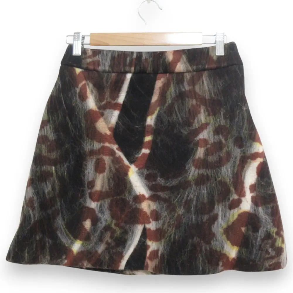 Christian Dior クリスチャンディオール アニマル柄 マルチシャギー ミニスカート I40 ブラック系