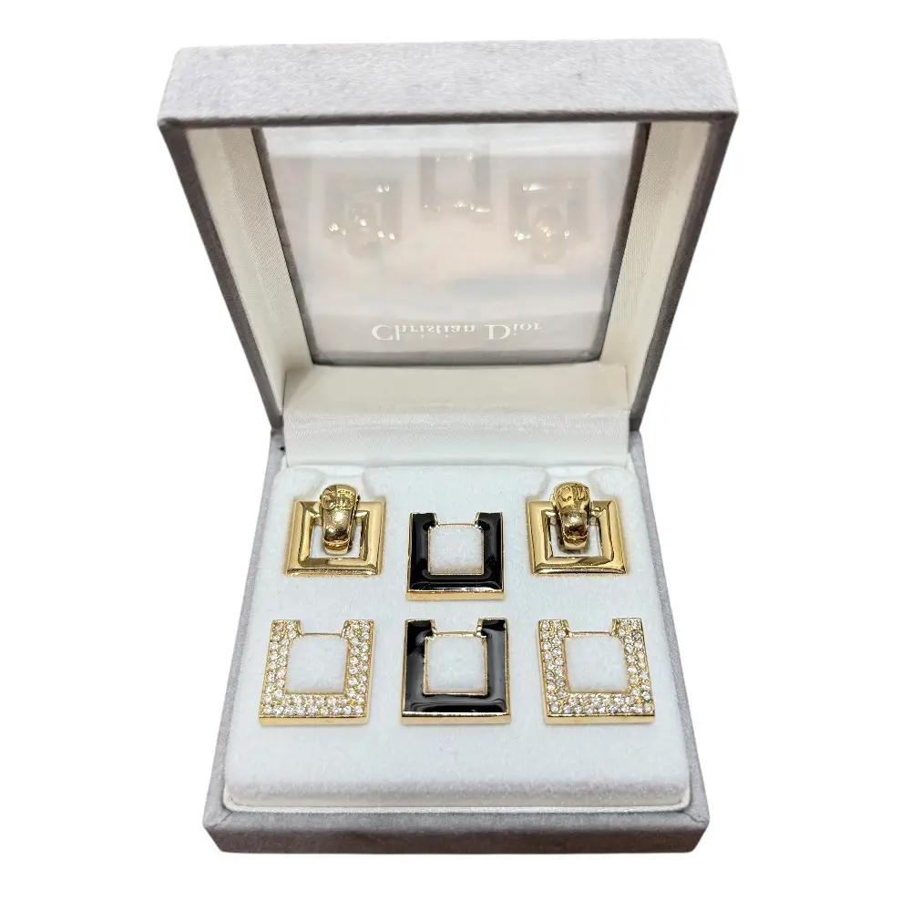 Christian Dior クリスチャンディオール イヤリングセット ゴールドカラー ブラック