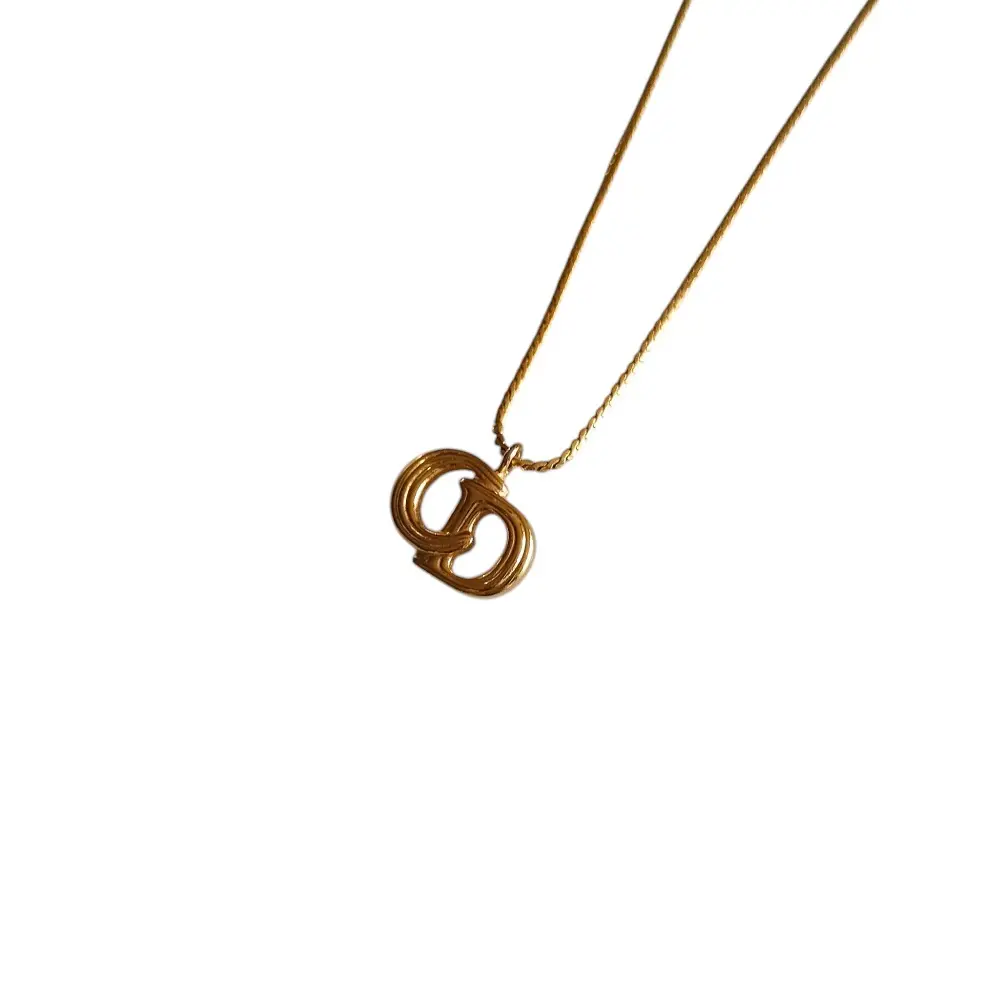 Christian Dior クリスチャンディオール CDロゴ チェーン ペンダント ネックレス アクセサリー ゴールドカラー