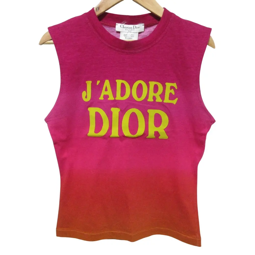 クリーニング済 Christian Dior クリスチャンディオール ガリアーノ期 J'ADORE DIOR ノースリーブカットソー 40 パープル