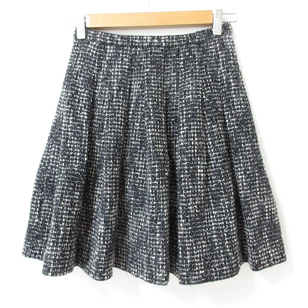 Christian Dior クリスチャンディオール ツイード フレア ミニスカート サイズ38 ブラック
