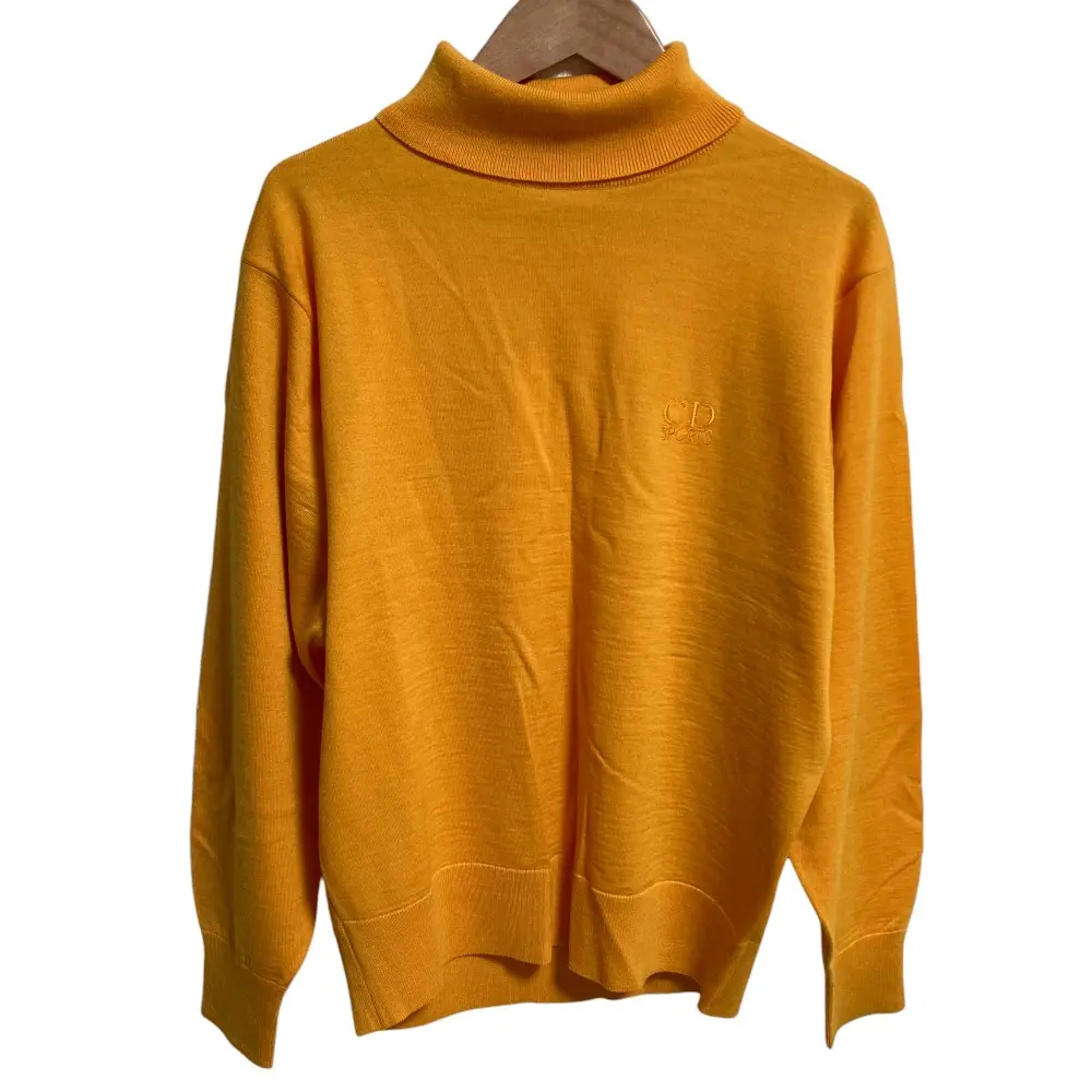 Christian Dior クリスチャンディオール スポーツ ヴィンテージ CDロゴ ウール ハイネックニットセーター Lサイズ イエロー