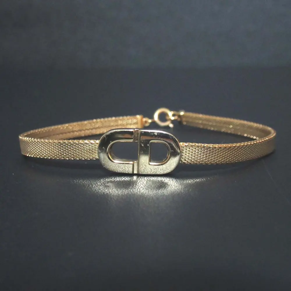 Christian Dior クリスチャンディオール ヴィンテージ CDロゴ ブレスレット GP ゴールドカラー