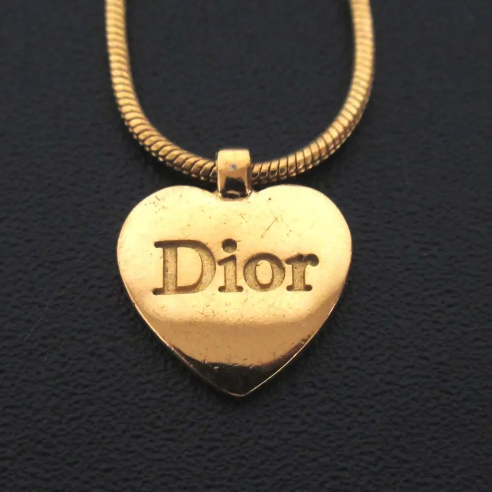Christian Dior クリスチャンディオール ロゴハート スネークチェーン ネックレス ゴールドカラー
