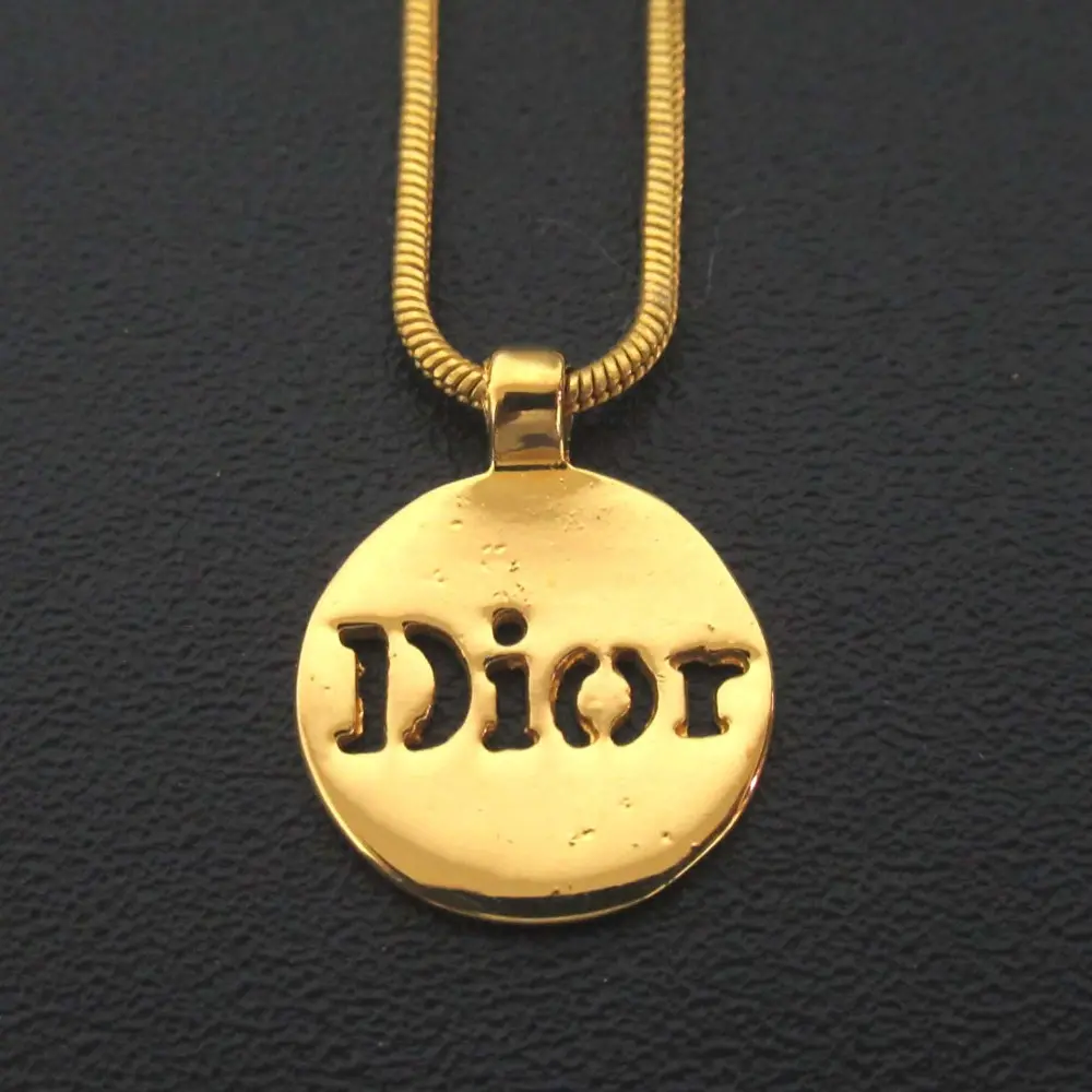 Christian Dior クリスチャンディオール サークルロゴ スネークチェーン ネックレス GP ゴールドカラー