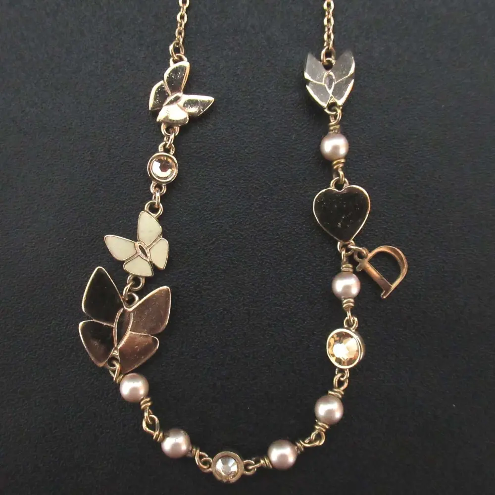 Christian Dior クリスチャンディオール バタフライモチーフ ネックレス GP ゴールドカラー