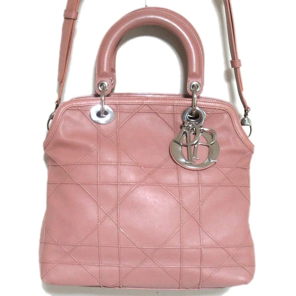 Christian Dior クリスチャンディオール グランヴィル 2WAY ショルダーバッグ ハンドバッグ ピンク×シルバー金具