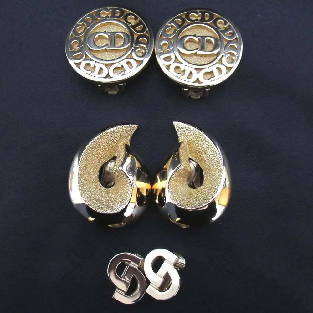 Christian Dior クリスチャンディオール ヴィンテージ クリップイヤリング 3点セット GP ゴールドカラー