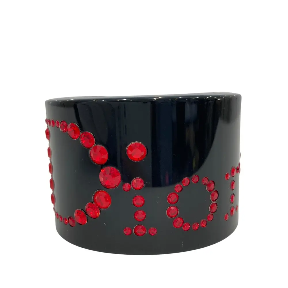 Christian Dior クリスチャンディオール ラインストーン プラスチックバングル ブラック
