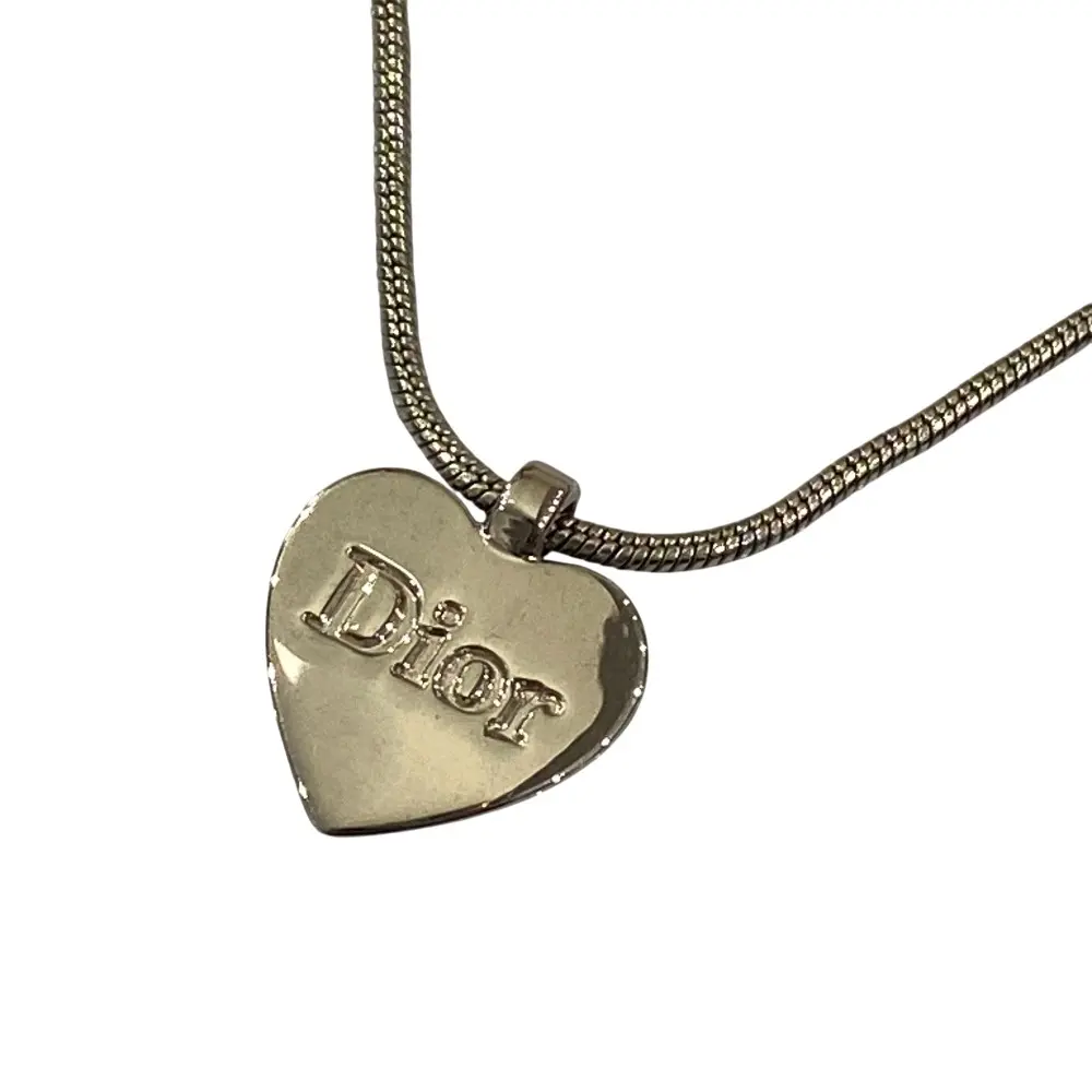 Christian Dior クリスチャンディオール ハートモチーフ スネークチェーン ネックレス ペンダント シルバーカラー