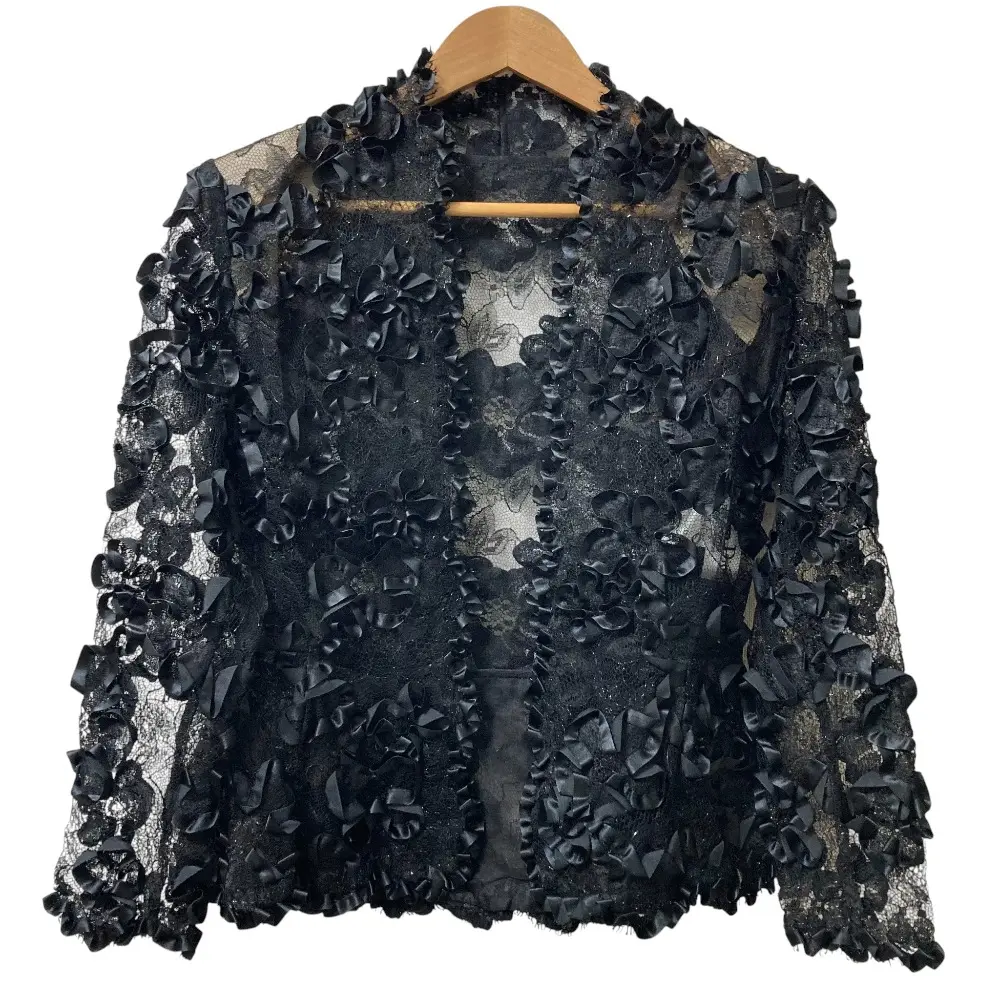 Christian Dior クリスチャンディオール ヴィンテージ リボン レースペプラムジャケット サイズ9 ブラック