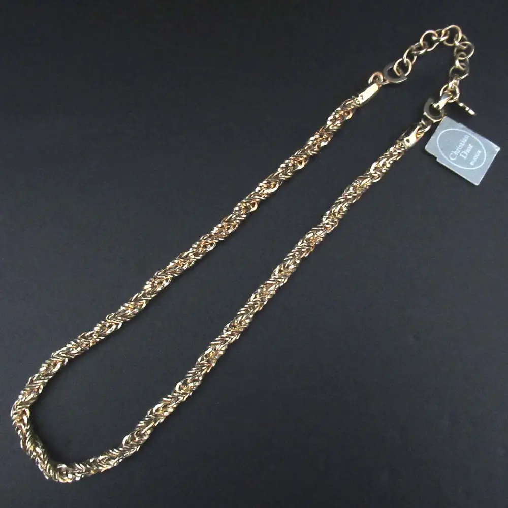 Christian Dior クリスチャンディオール ツイストチェーンネックレス GP ゴールドカラー