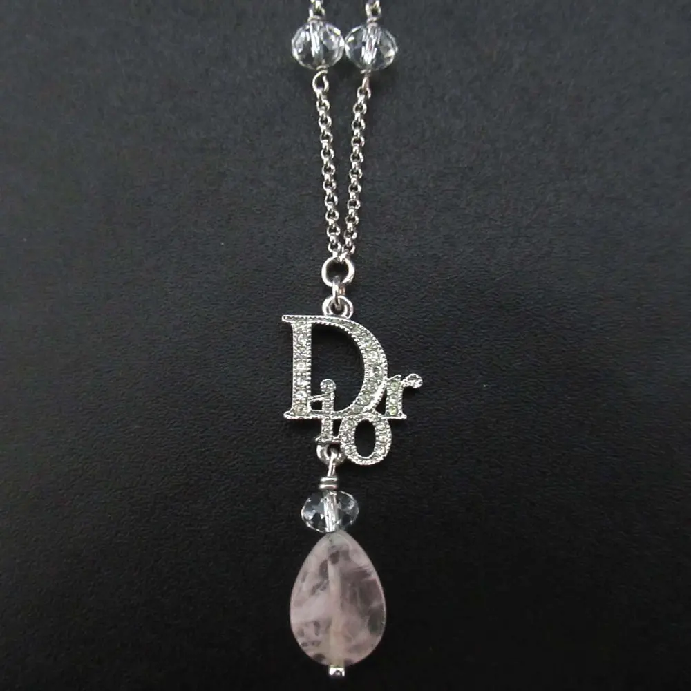 Christian Dior クリスチャンディオール ロゴストーン ネックレス シルバーカラー