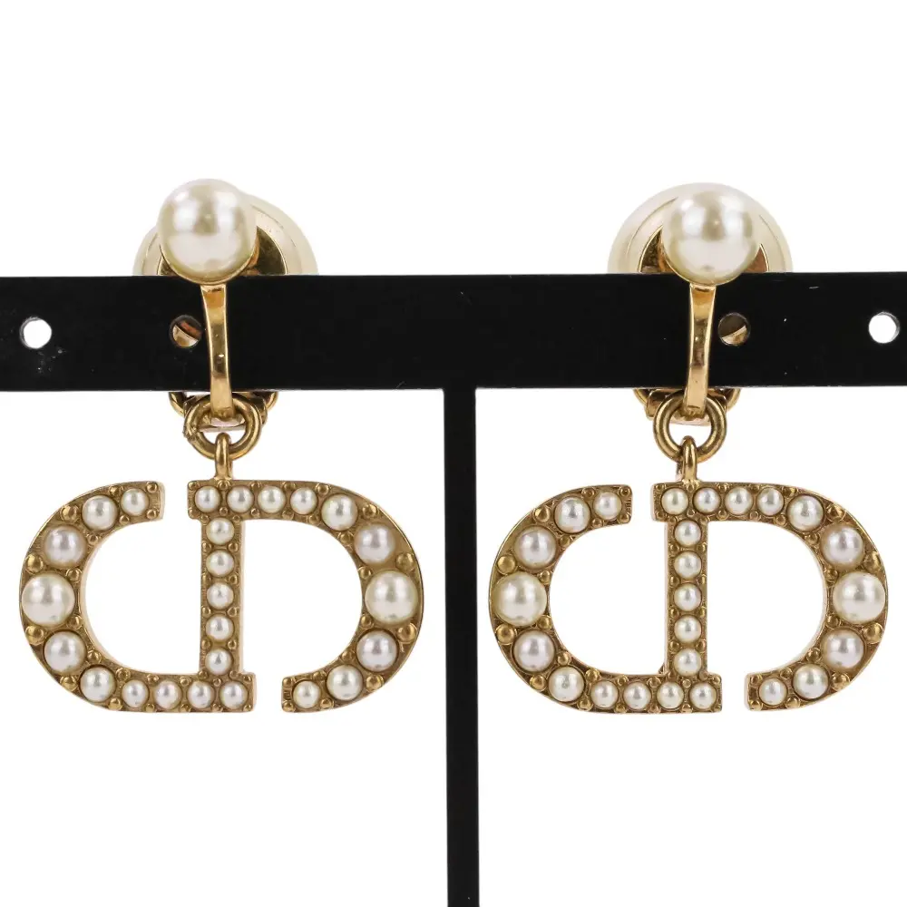 Christian Dior クリスチャンディオール トライバル パール イヤリング ゴールドカラー