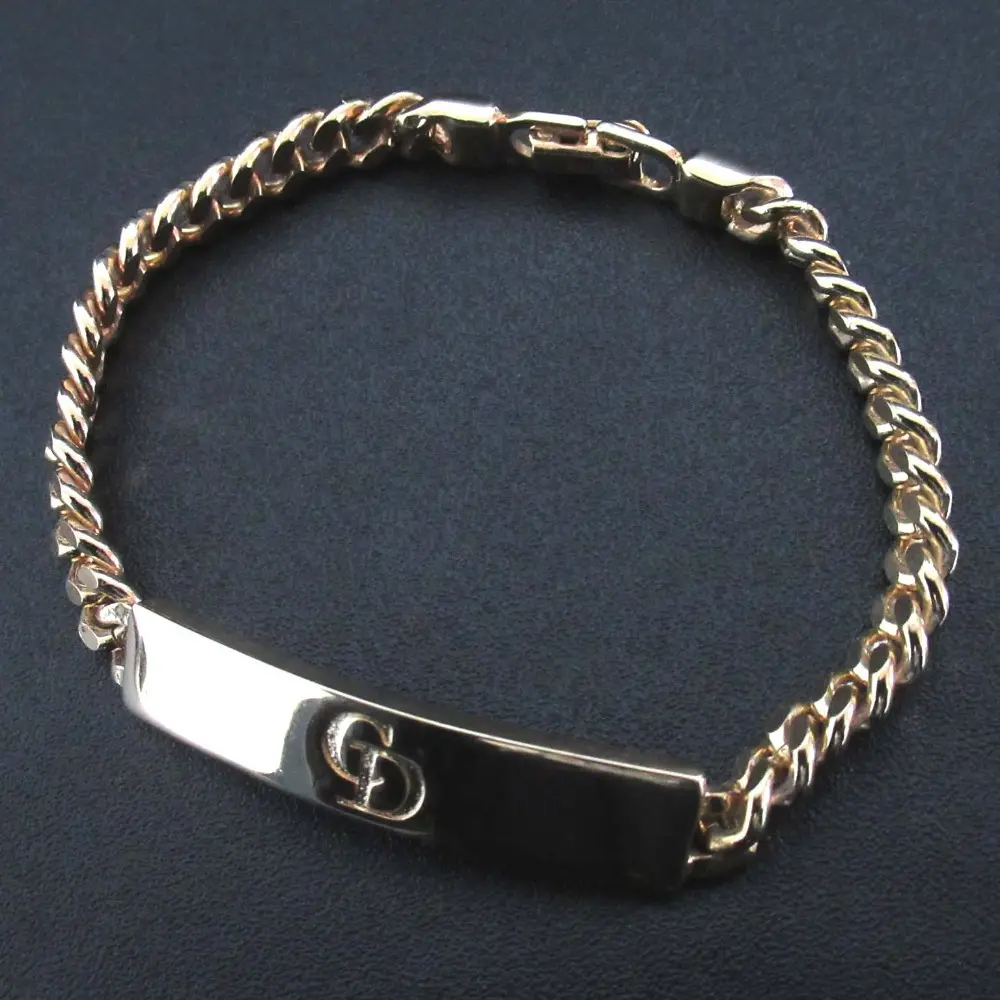 Christian Dior クリスチャンディオール ヴィンテージ ロゴ ID ブレスレット GP ゴールドカラー