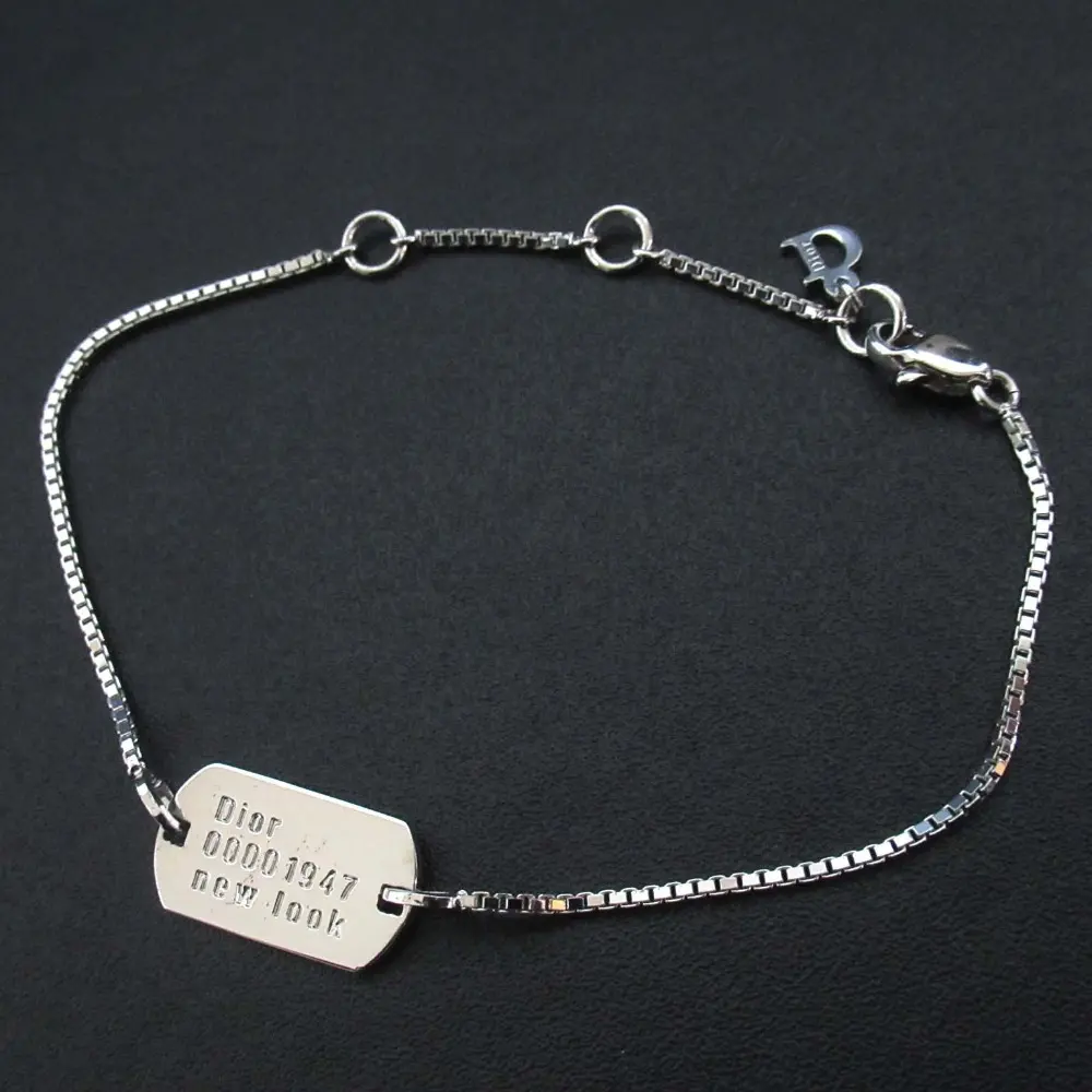 ヴィンテージ Christian Dior クリスチャンディオール ドックタグ ブレスレット シルバーカラー