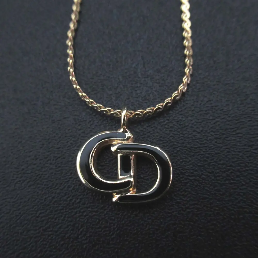 ヴィンテージ Christian Dior クリスチャンディオール CDロゴ ネックレス ペンダント GP ゴールドカラー