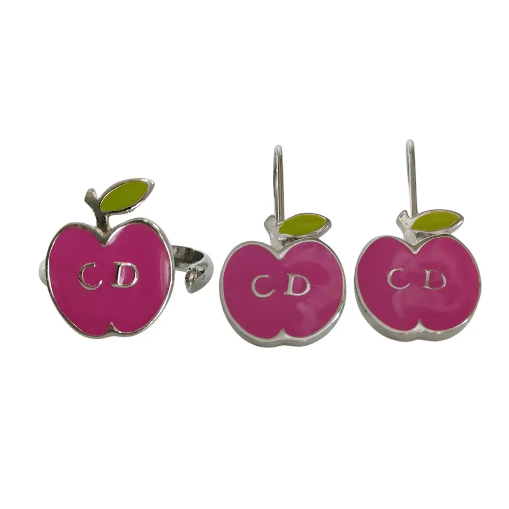 Christian Dior クリスチャンディオール りんご ピアス×リング セット 箱付き パープル