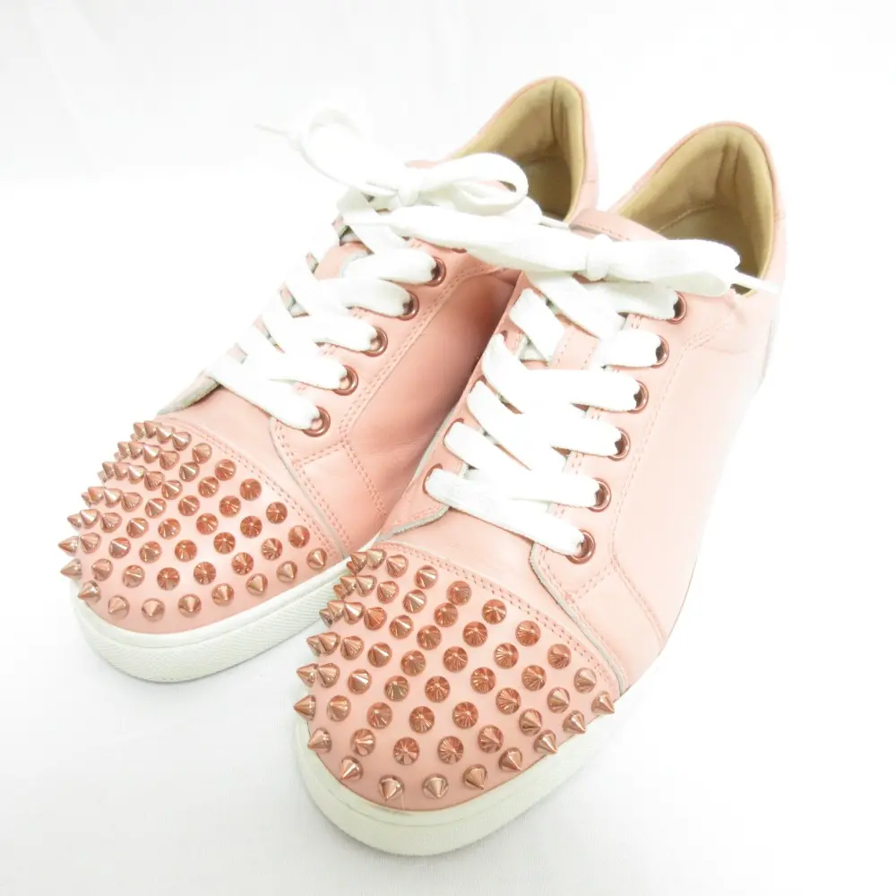 Christian Louboutin クリスチャンルブタン LOUIS JUNIOR レザー スパイク スニーカー サイズ37 約24cm ピンク