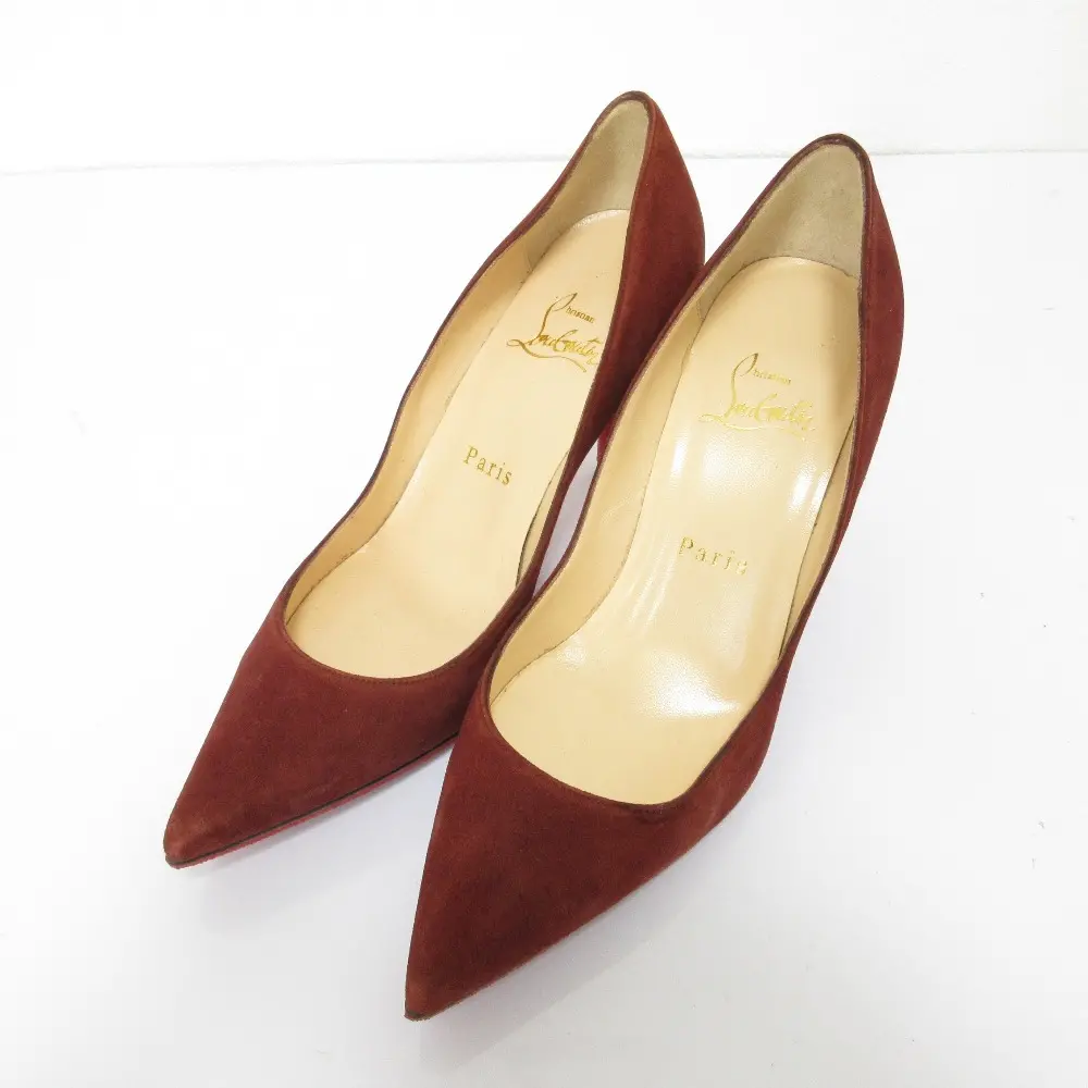 Christian Louboutin クリスチャンルブタン スエード ポインテッドトゥ ハイヒール パンプス 35.5 22.5cm相当 ブラウン