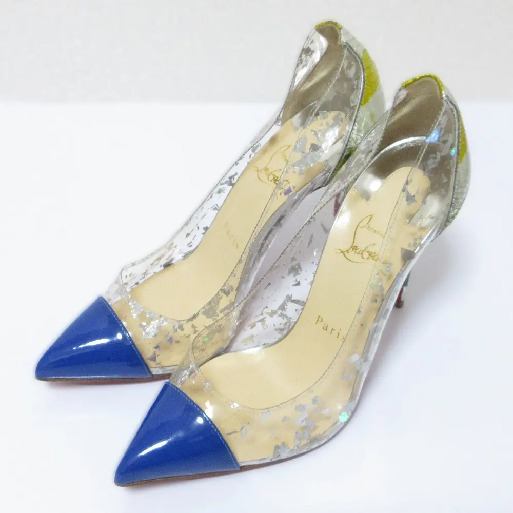 Christian Louboutin クリスチャンルブタン ポインテッドトゥ ハイヒール クリアパンプス 38 24.5cm相当 マルチカラー