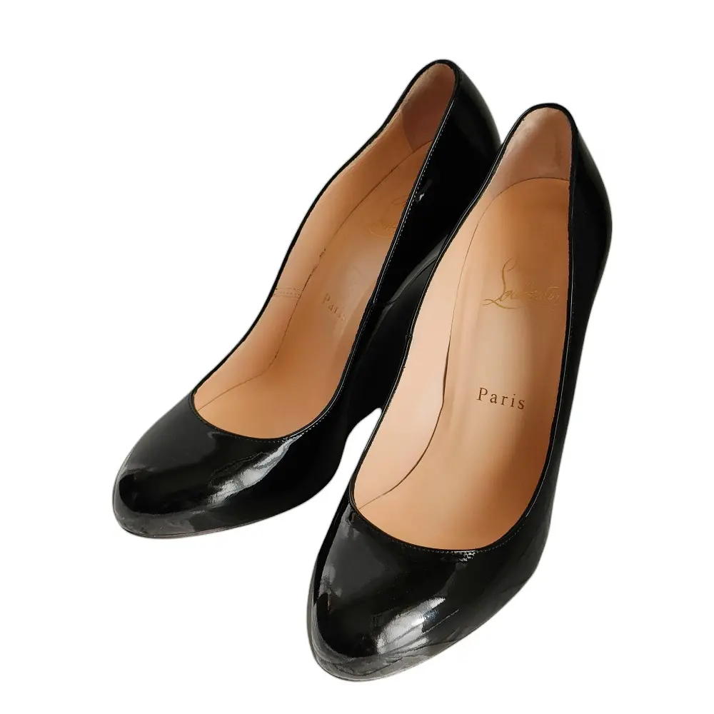 【値下】Christian Louboutin 38 ブラック 100 mm パンプス - パテントレザー - ブラック - ウィメンズ