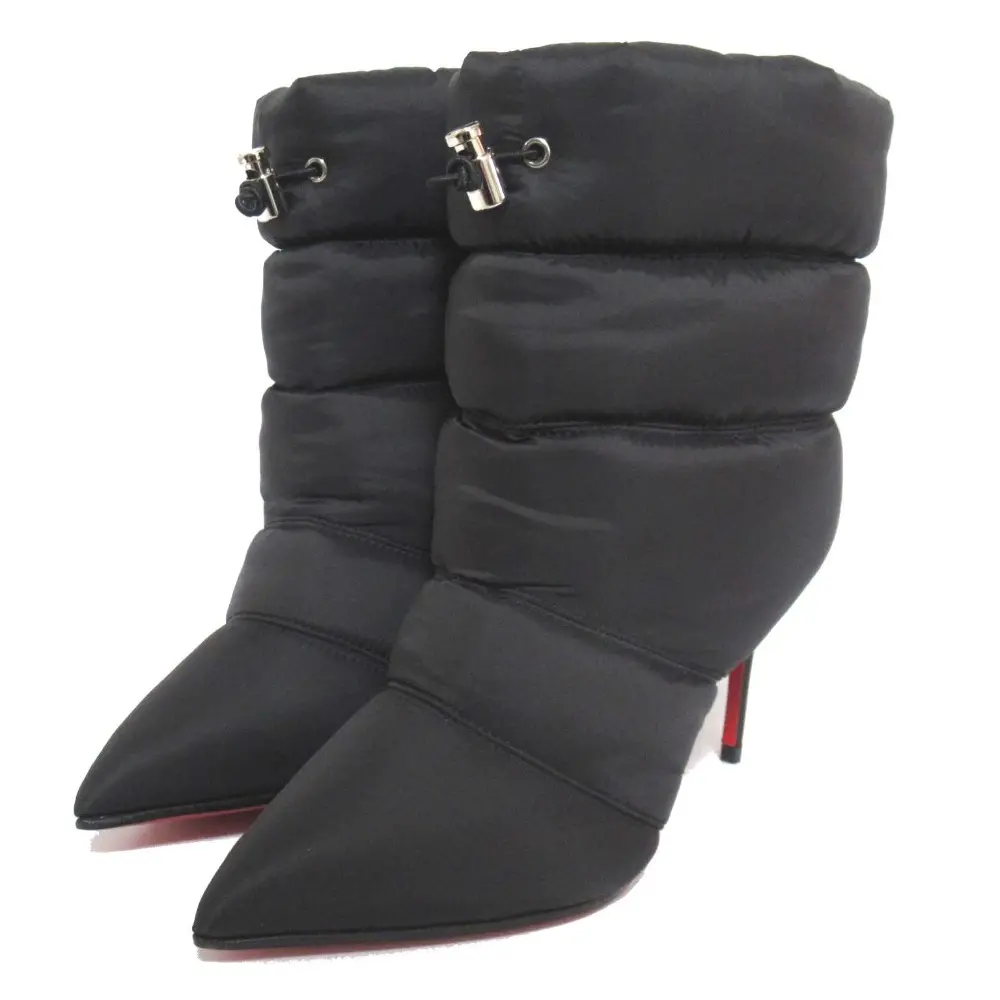 Christian Louboutin クリスチャンルブタン ASTRO POINTUE 85 TISSU DOUDOUNE パテッド ショートブーツ 35.5 約22.5cm ブラック
