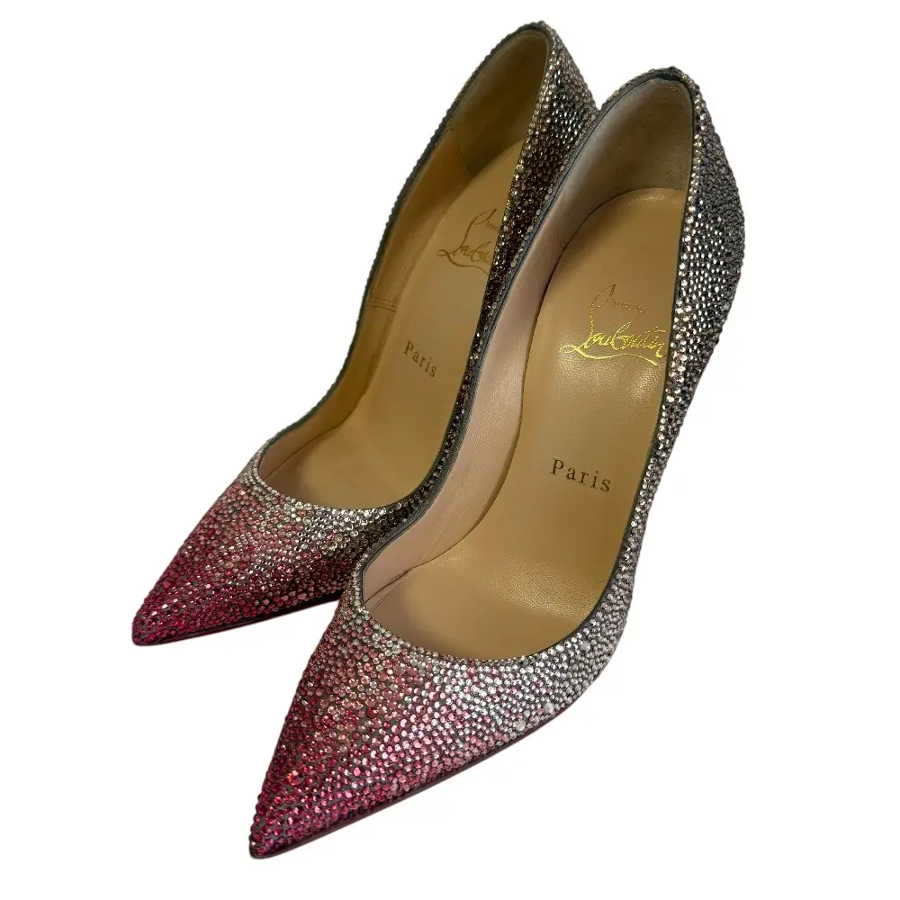 Christian Louboutin クリスチャンルブタン スワロフスキー ポインテッドトゥ パンプス 36 23cm相当 ピンクグラデーション