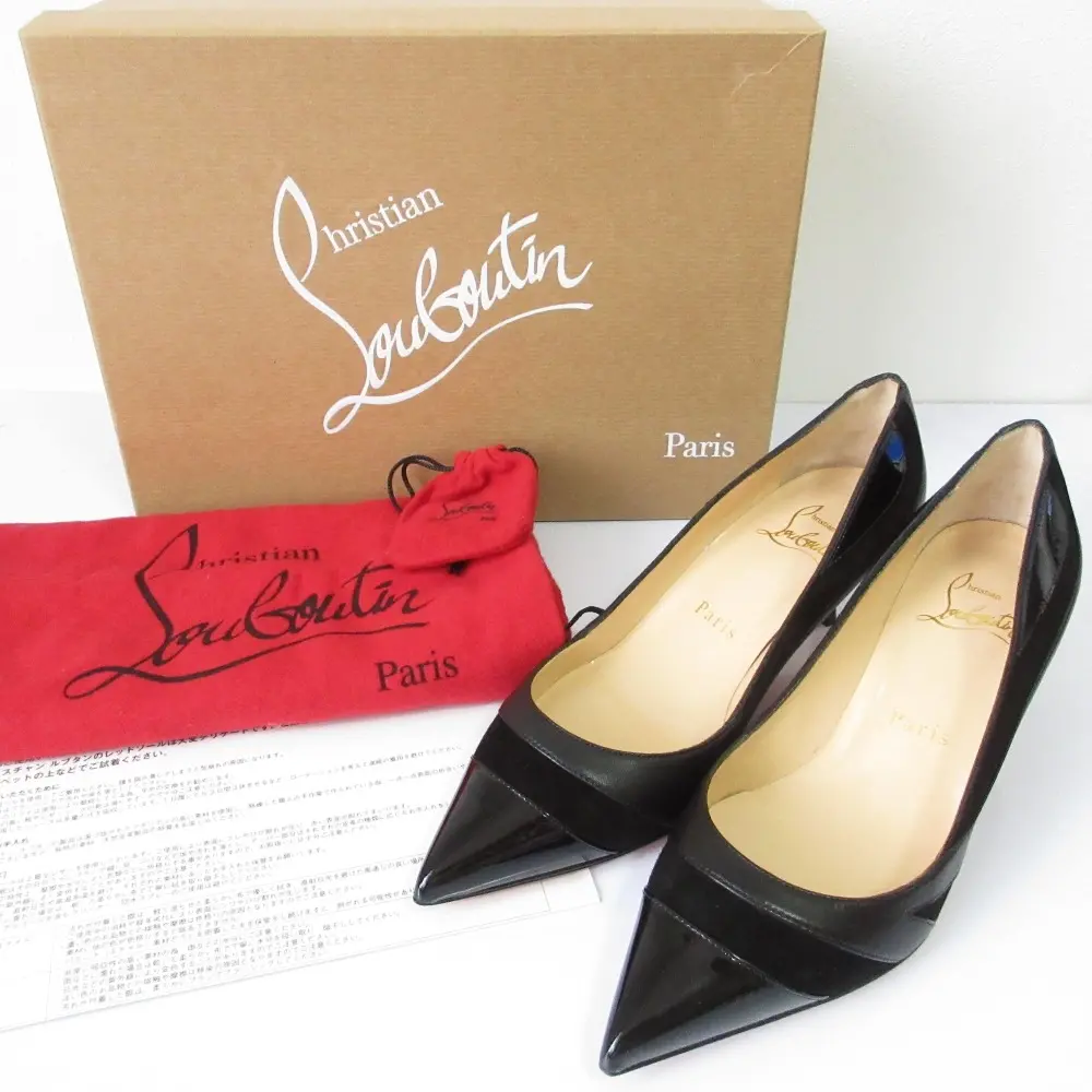 Christian Louboutin クリスチャンルブタン レザー ポインテッドトゥ パンプス 34.5 21.5cm相当 ブラック