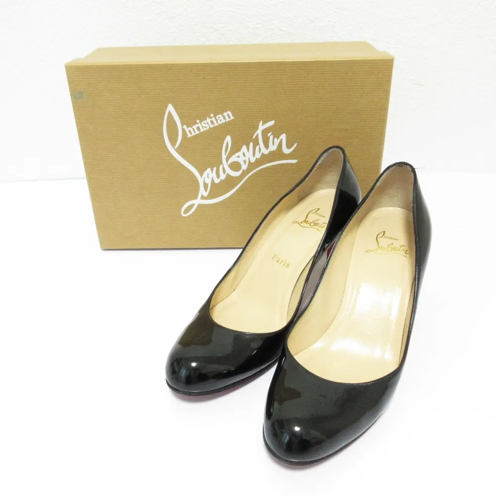 Christian Louboutin クリスチャンルブタン SIMPLE PUMP 70 パテント カーフレザー ピンヒール パンプス 37.5 24.5cm相当 ブラック