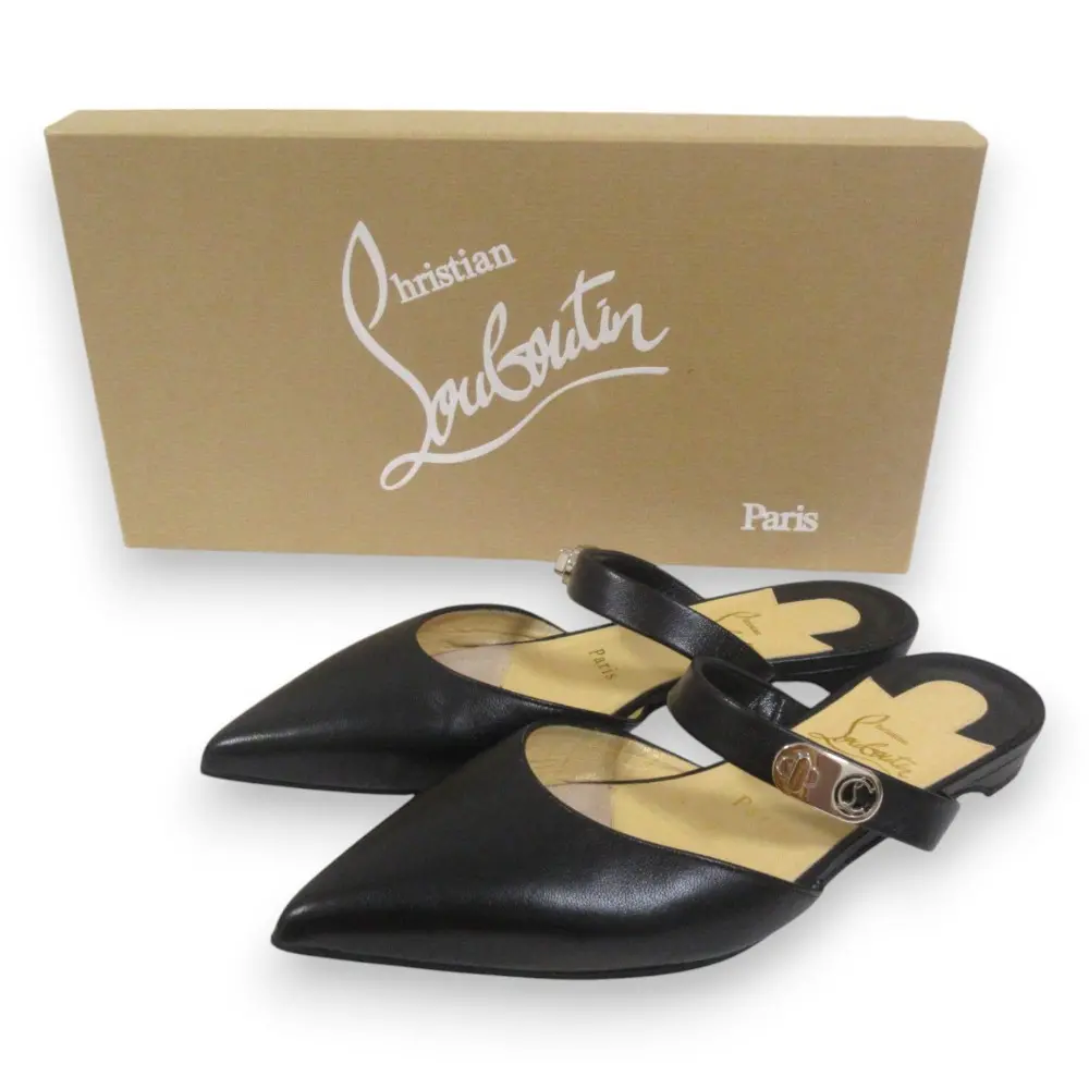 Christian Louboutin クリスチャンルブタン CHOC LOCK FLAT NAPPA レザー ポインテッドトゥ ミュール 36 約23cm ブラック