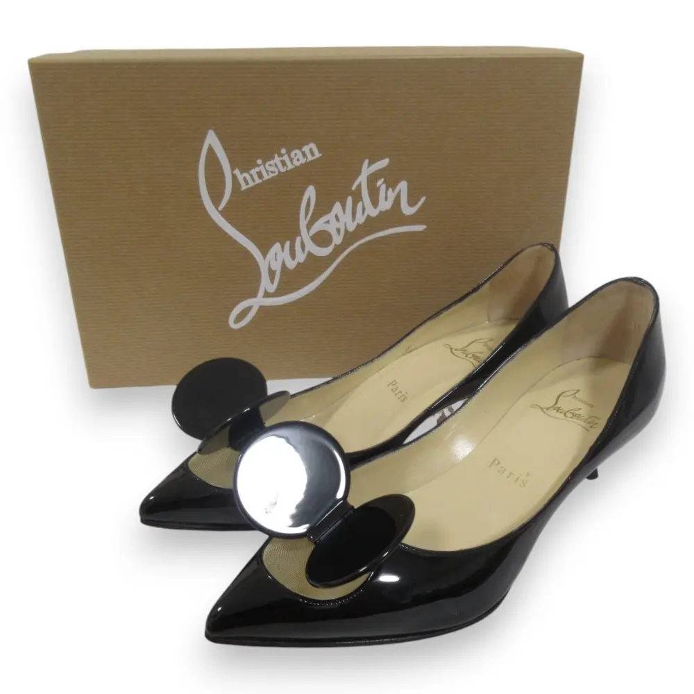 Christian Louboutin クリスチャンルブタン MISS MOUSE パテントレザー マウスモチーフ ローヒールパンプス 36 約23cm ブラック