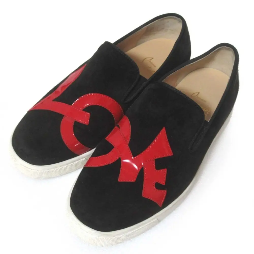 Christian Louboutin クリスチャンルブタン BOAT LOVE FLAT スエード レザー スリッポン スニーカー 34 21cm ブラック×レッド