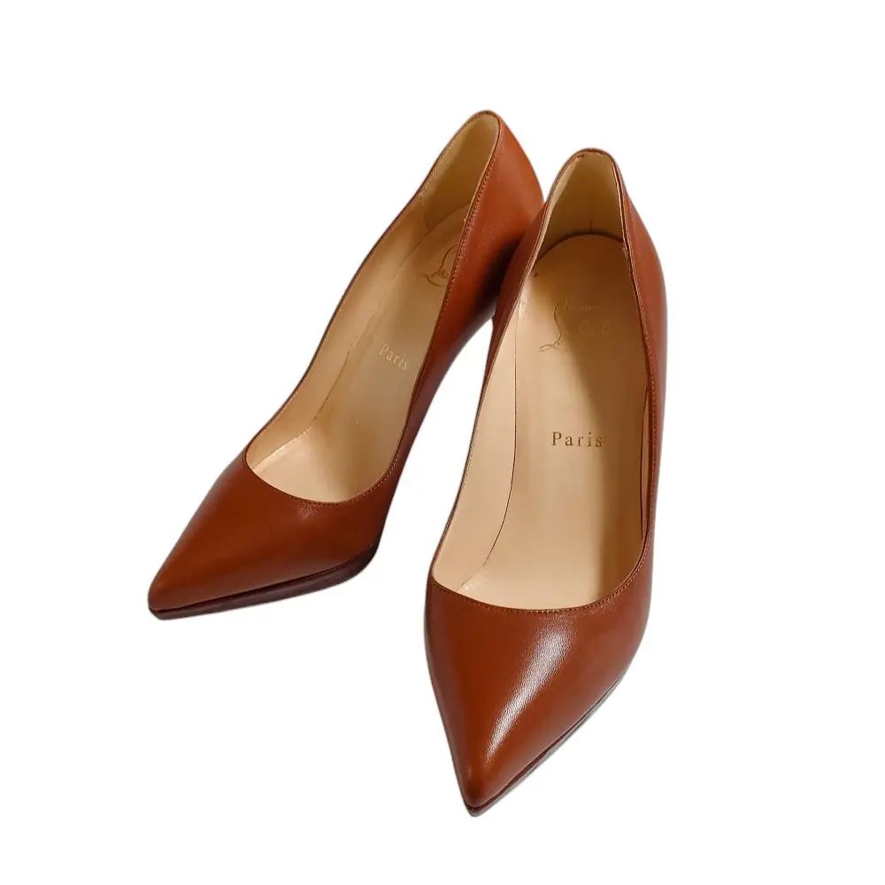Christian Louboutin クリスチャンルブタン レザー ポインテッドトゥ ハイヒール パンプス 38 25cm相当 ブラウン