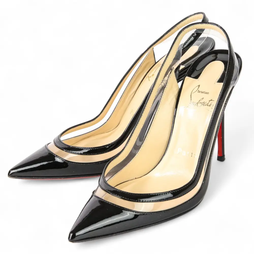 Christian Louboutin クリスチャンルブタン バックスリング パテントパンプス 36 23.0cm程度 ブラック