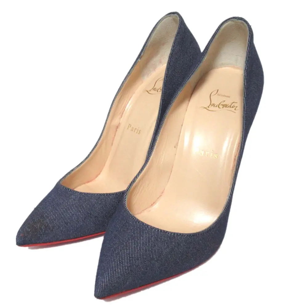 Christian Louboutin クリスチャンルブタン Pigalle Follies 100 ポインテッドトゥ デニムパンプス 38サイズ 約25cm インディゴブルーの買取実績【2024年12月買取】
