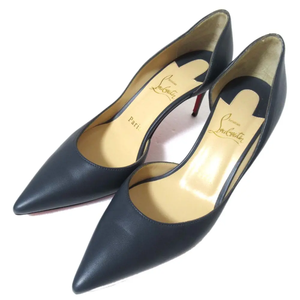 Christian Louboutin クリスチャンルブタン IRIZA イリザ レザー ポインテッドトゥ ハイヒール パンプス 36.5 約23.5cm ネイビー